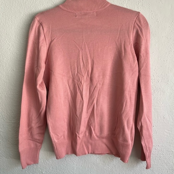 Always Fabulous Junior Pink Front Cut Mock-Neck Sweater, Size Large - Picture 6 of 6